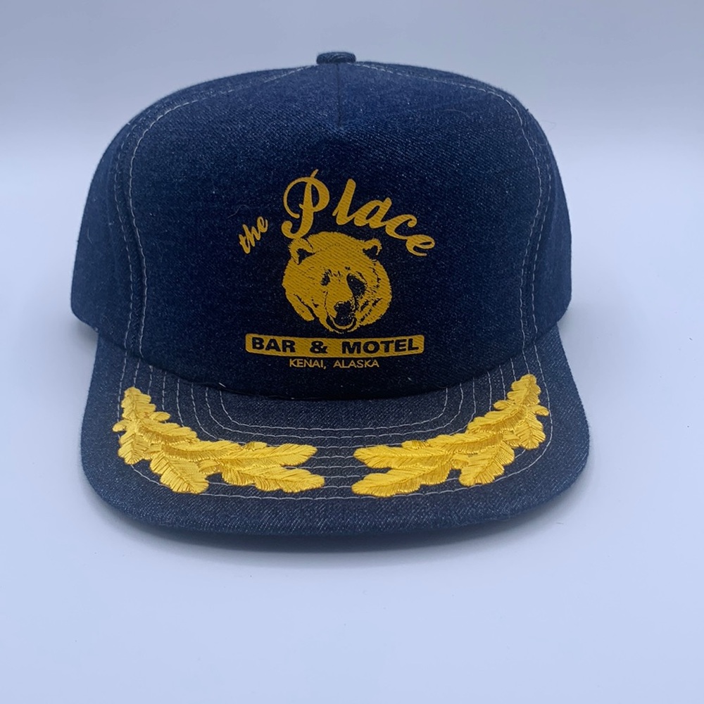The Place Bar & Motel Kenai Alaska Trucker Denim Ball Cap Adjustable